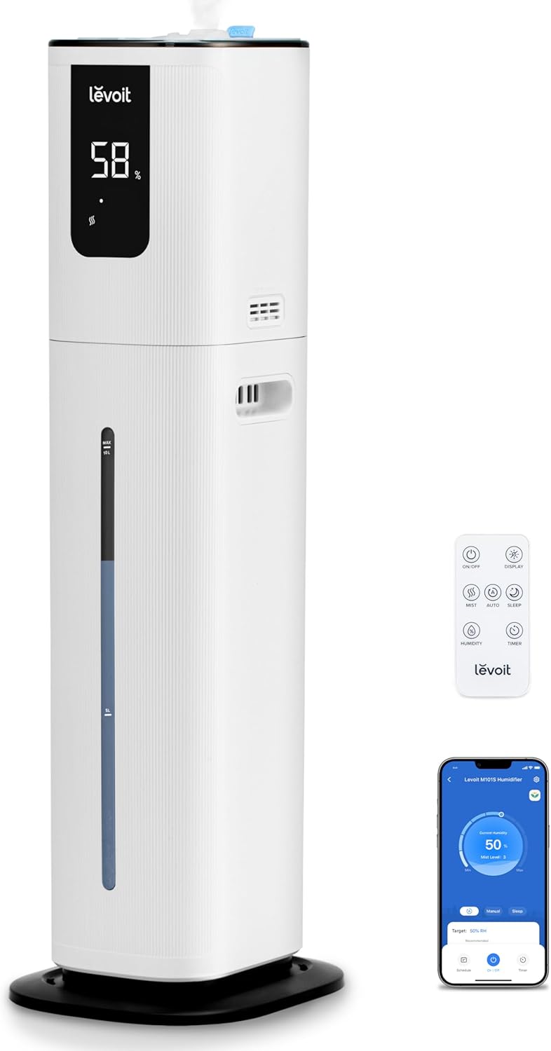 LEVOIT LV600S Smart Warm and Cool Mist Humidifiers for Home Bedroom Large Room, (6L) 753ft² Coverage, Quickly & Evenly Humidify Whole House, Easy Top Fill, App & Voice Control - Quiet Sleep Mode