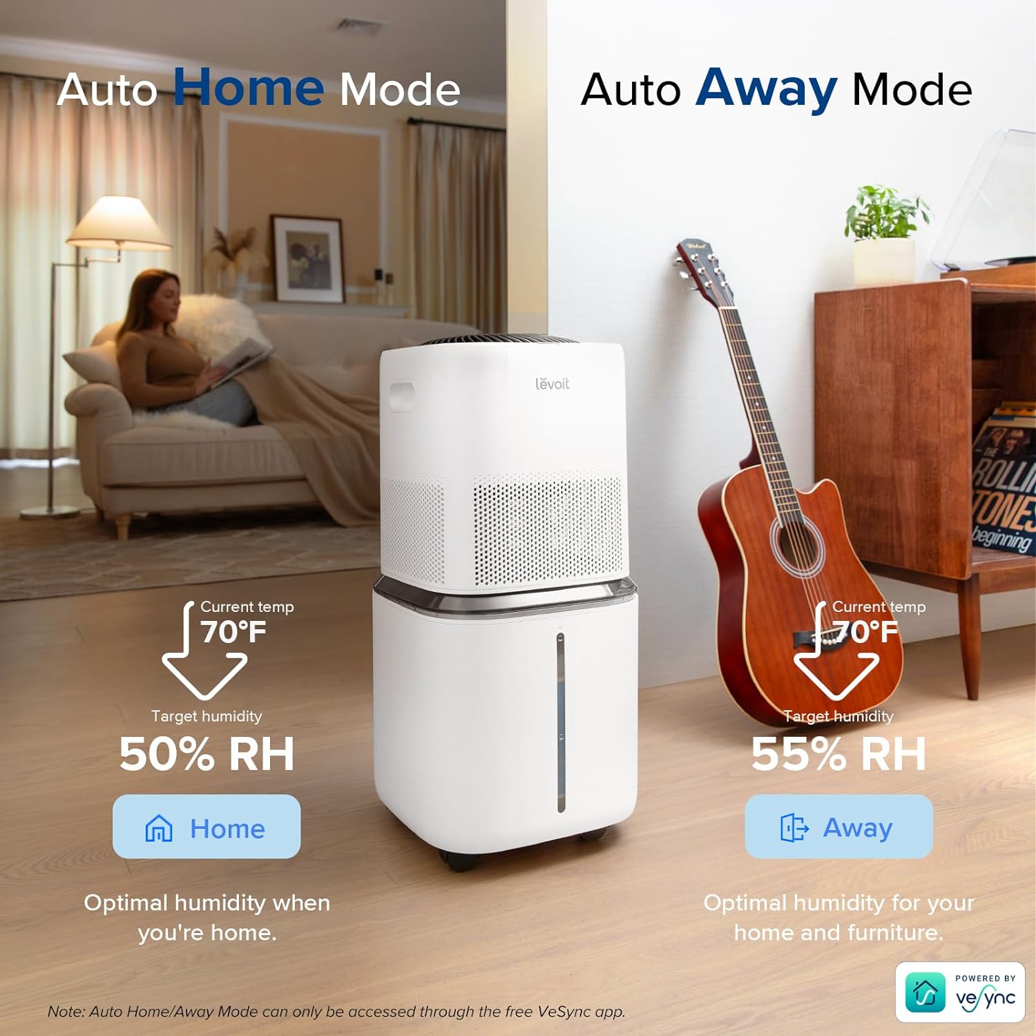 LEVOIT Humidifiers for Bedroom Large Room Home, 6L Warm and Cool Mist Ultrasonic Air Vaporizer for Plants and Whole House, Built-in Humidity Sensor, Essential Oil Diffuser, Whisper Quiet, Timer, White
