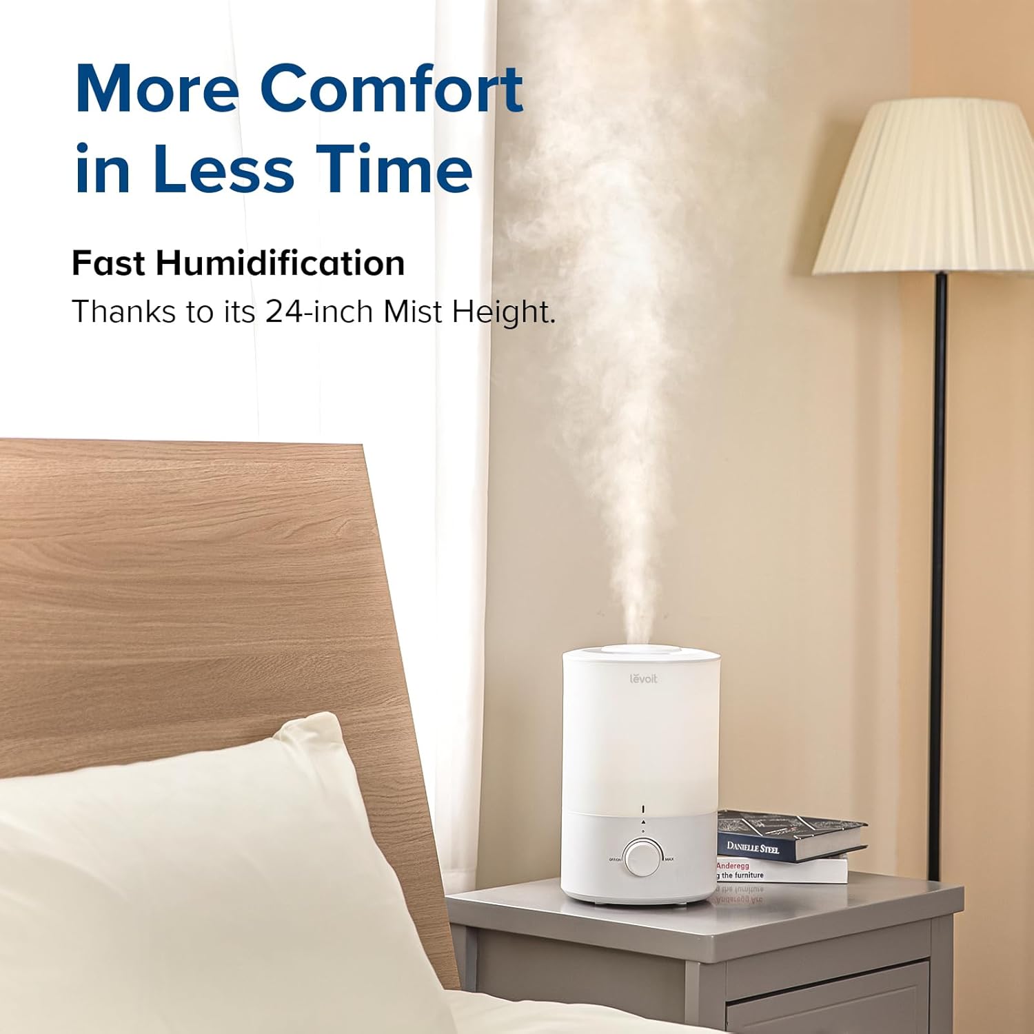 LEVOIT Humidifiers for Bedroom, Quiet (3L Water Tank) Cool Mist Top Fill Essential Oil Diffuser with 25Watt for Home Large Room, 360° Nozzle, Rapid Ultrasonic Humidification for Baby Nursery and Plant