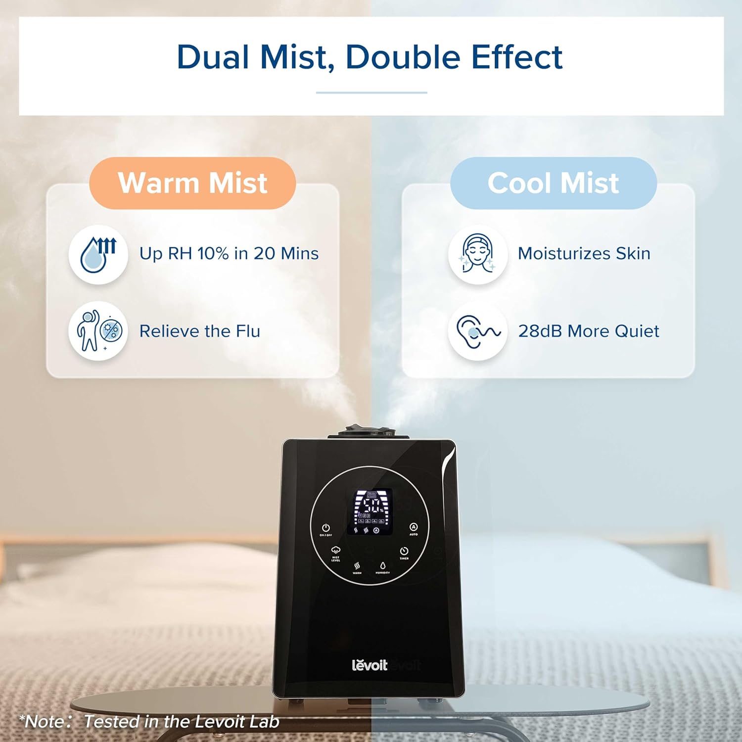 LEVOIT LV600S Smart Warm and Cool Mist Humidifiers for Home Bedroom Large Room, (6L) 753ft² Coverage, Quickly & Evenly Humidify Whole House, Easy Top Fill, App & Voice Control - Quiet Sleep Mode
