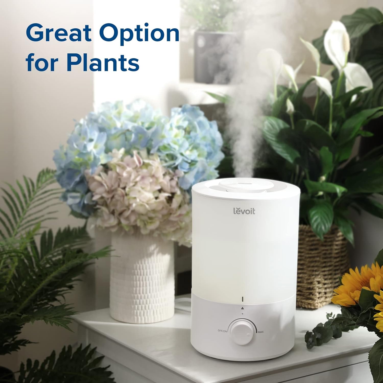 LEVOIT Classic 160 Top-Fill Ultrasonic Cool Mist Humidifier, Super Easy to Fill and Clean, Quiet Operation for Bedroom Home Baby & Plants, Auto Shut-off for Safety, 360° Rotating Nozzle, 2.5L, Black