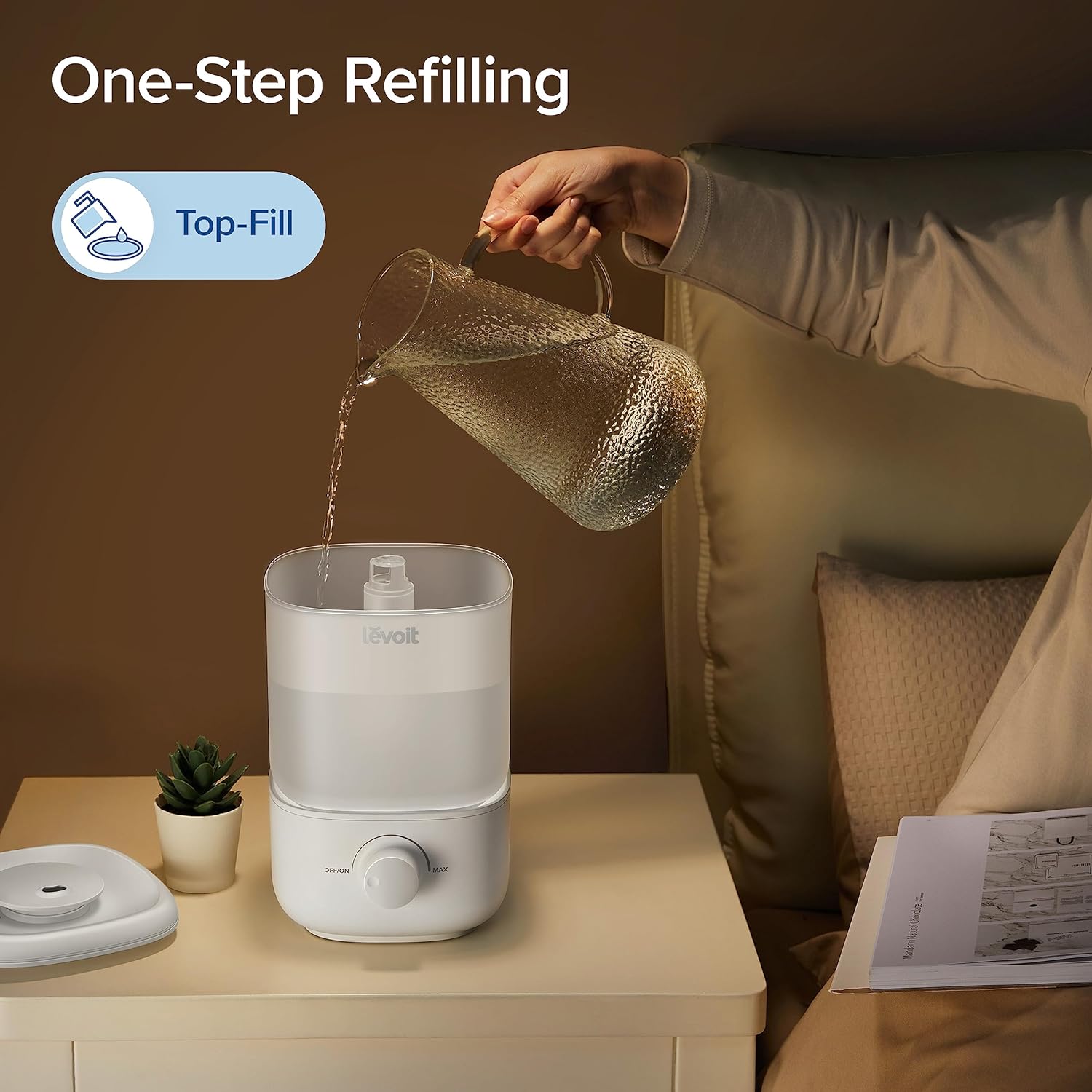 LEVOIT Humidifiers for Bedroom, Quiet (3L Water Tank) Cool Mist Top Fill Essential Oil Diffuser with 25Watt for Home Large Room, 360° Nozzle, Rapid Ultrasonic Humidification for Baby Nursery and Plant