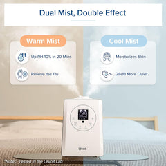 LEVOIT Humidifiers for Bedroom Large Room Home, 6L Warm and Cool Mist Ultrasonic Air Vaporizer for Plants and Whole House, Built-in Humidity Sensor, Essential Oil Diffuser, Whisper Quiet, Timer, White