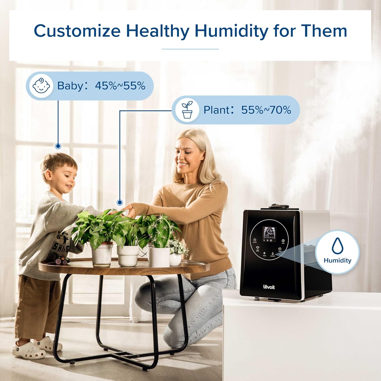 LEVOIT LV600S Smart Warm and Cool Mist Humidifiers for Home Bedroom Large Room, (6L) 753ft² Coverage, Quickly & Evenly Humidify Whole House, Easy Top Fill, App & Voice Control - Quiet Sleep Mode