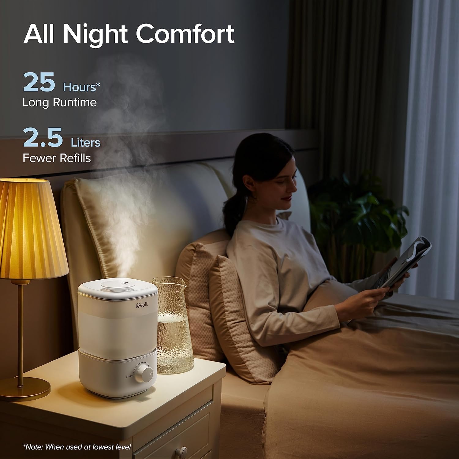LEVOIT Classic 160 Top-Fill Ultrasonic Cool Mist Humidifier, Super Easy to Fill and Clean, Quiet Operation for Bedroom Home Baby & Plants, Auto Shut-off for Safety, 360° Rotating Nozzle, 2.5L, Black
