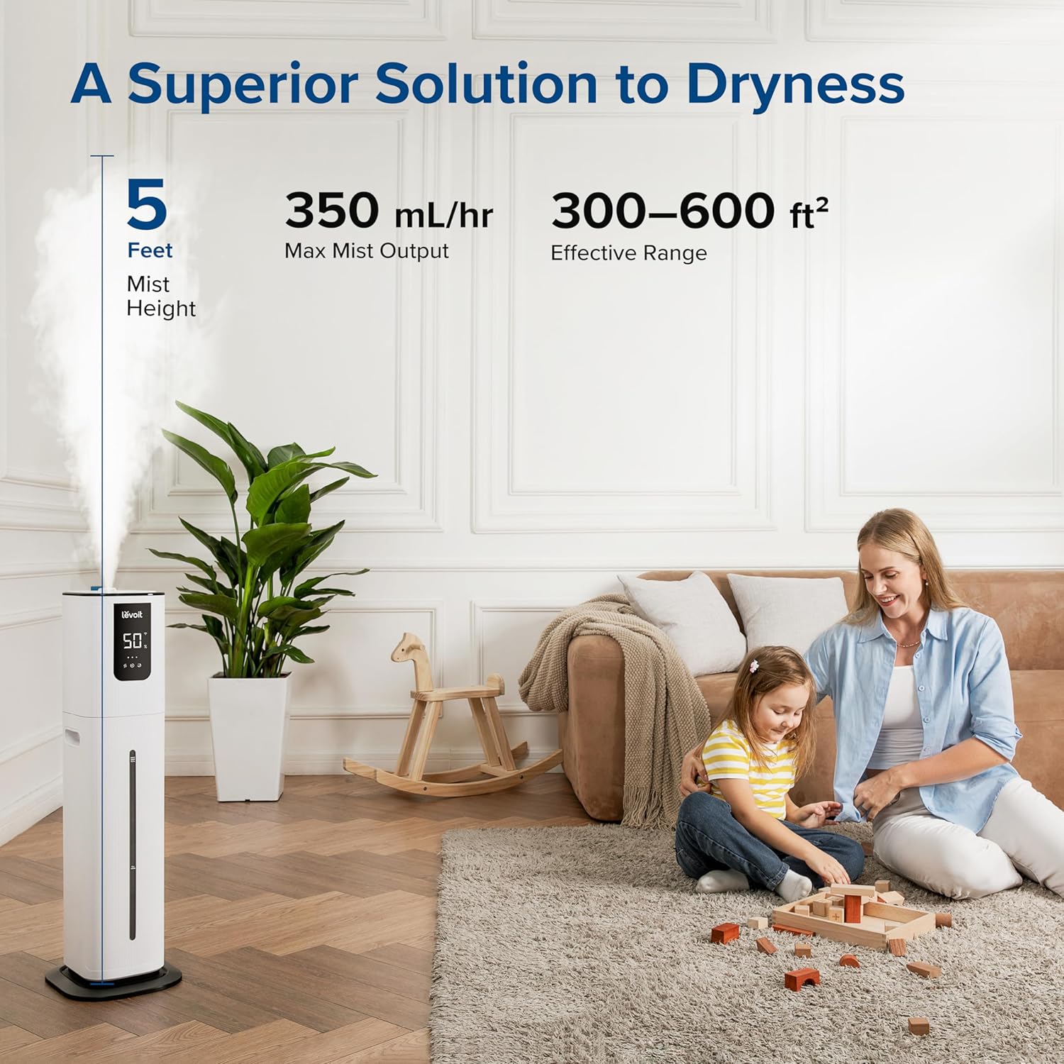 LEVOIT LV600S Smart Warm and Cool Mist Humidifiers for Home Bedroom Large Room, (6L) 753ft² Coverage, Quickly & Evenly Humidify Whole House, Easy Top Fill, App & Voice Control - Quiet Sleep Mode